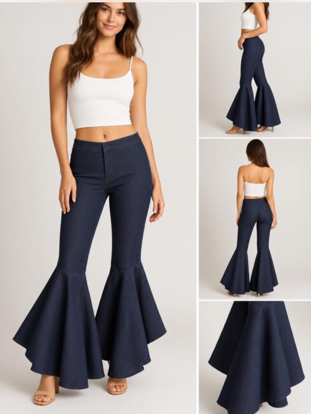 Scripted M/M Dark Indigo Denim Tulip Bell Bottom Flare Jeans Made USA #flared #b